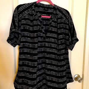 Black with white pin stripes 100% polyester